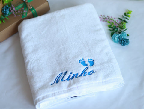 Small Cotton Towel with Baby Text - 50x100cm