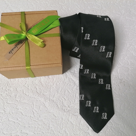 Necktie from Exclusive Embroidered fabric with your initials