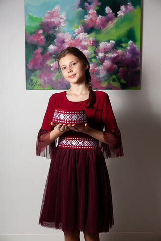 Alsunga Folk Style Embroidered Fabric Belt