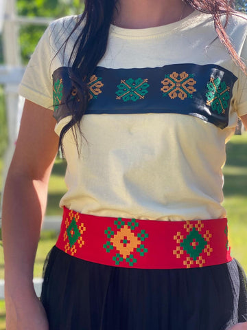 Bārta Embroidered Folk Style Fabric Belt