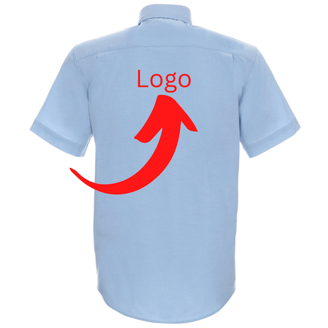 Short Sleeves Men’s Dress Shirt With Logo on Back