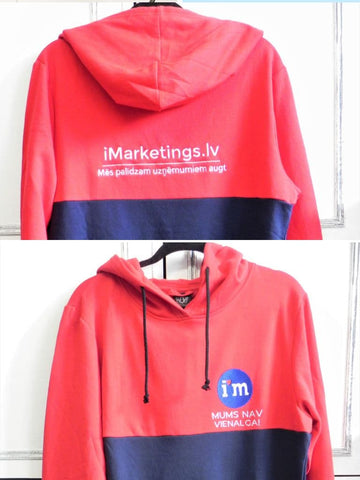 Red & Navy Embroidered Hoodie