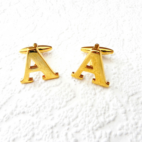 Personalised Gold Metal Letter Cufflinks