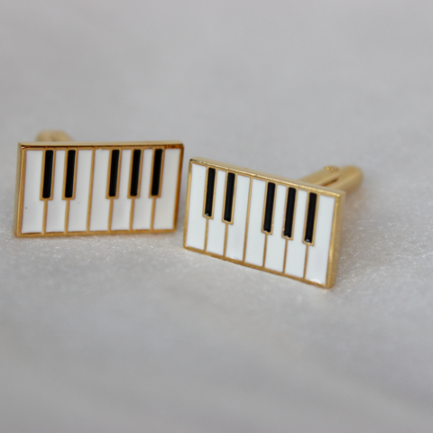 Piano Gold Metal Unisex Cufflinks