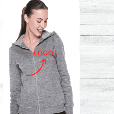 Women's Hoodie Jacket With Zipper and Logo