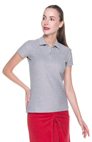 Women’s Cotton Polo Shirt with Text - Grey