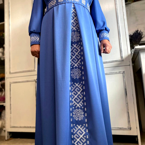 Maria Folk Style sieviešu garā kleita