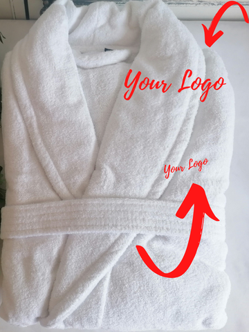 Velour Bathrobe with Logo on Front and Back