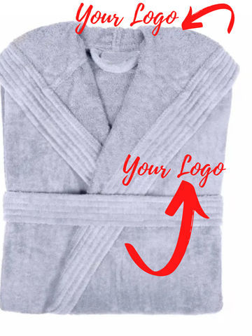 Velour Bathrobe with Logo on Front and Back