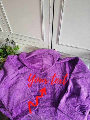 Velour Bathrobe with Embroidered Text on Back