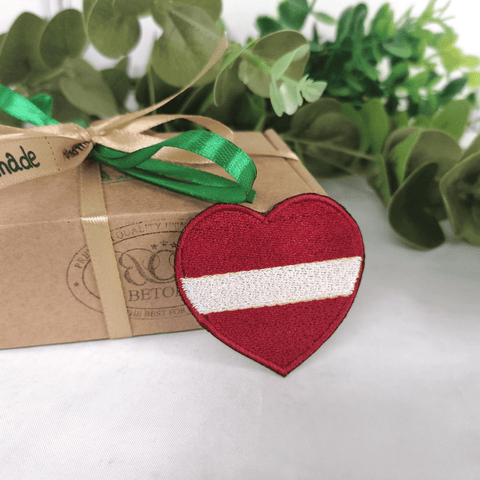 Latvia Heart Flag Patch 5x5cm or 1.96x1.96in Size