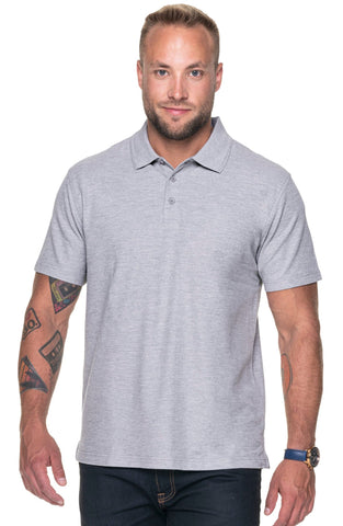Men’s Cotton Polo Shirt with Text - Grey