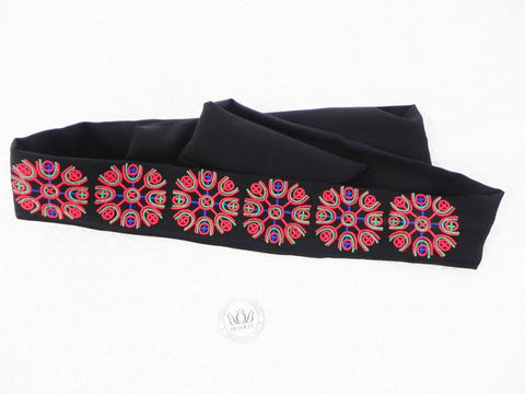 Talsi Sun Embroidered Folk Style Fabric Belt