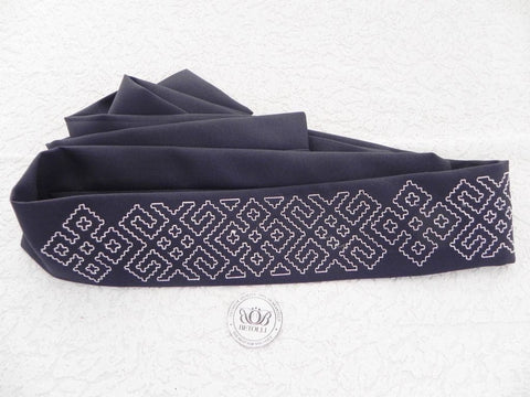 Lielvarde Folk Style Embroidered Fabric Belt
