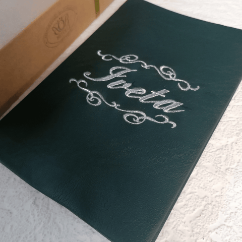 Elegant Eco Leather Notebook With Name Embroidery
