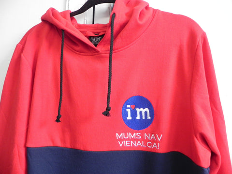 Red & Navy Embroidered Hoodie