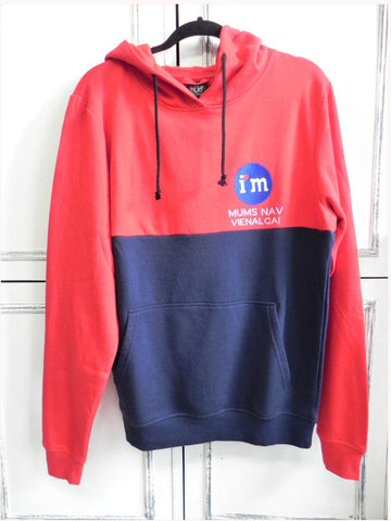 Red & Navy Embroidered Hoodie