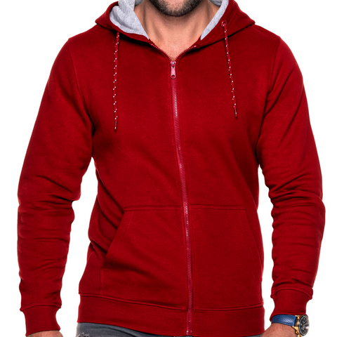Men's Hoodie Jacket With Zipper and Text Embroidery