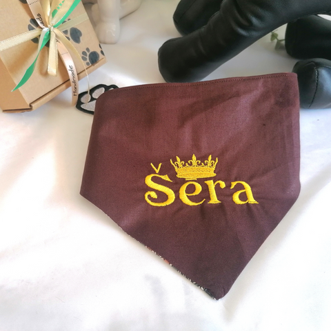 Cotton Bandana with Crown and Name Embroidery