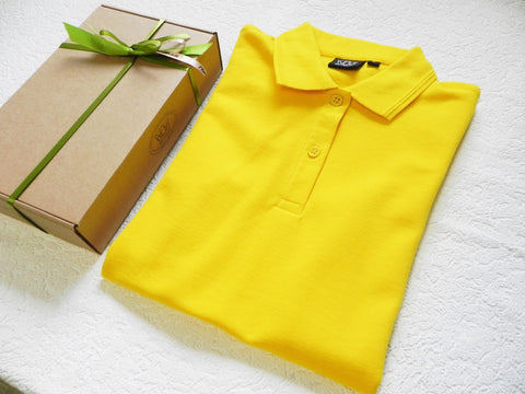 Womens Polo Shirt with Text Bright Colours