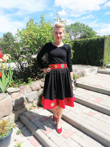 Short Folk Skirts Bārta With Adorable Embroidered Belt