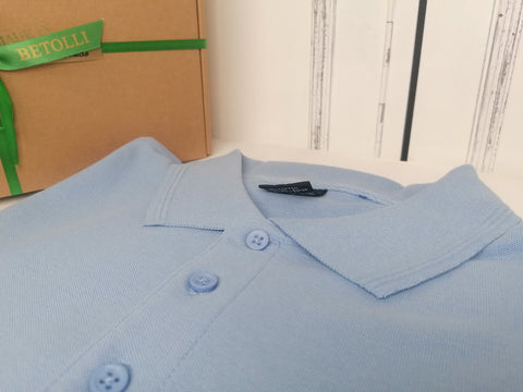 Men’s Cotton Polo Shirt with Text - Blue