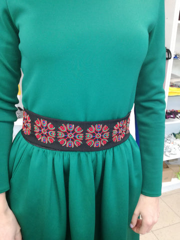 Talsi Sun Embroidered Folk Style Fabric Belt