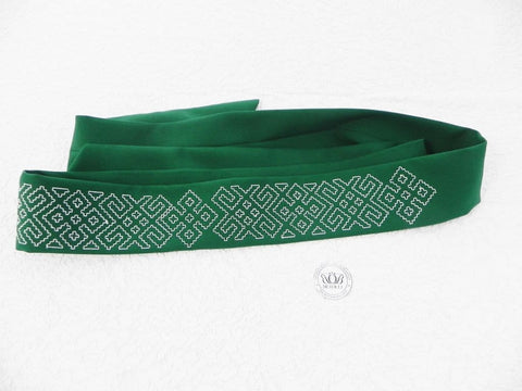 Lielvarde Folk Style Embroidered Fabric Belt