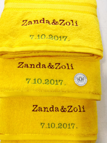 Large Cotton Towel with Two Lines of Text - 70x140cm